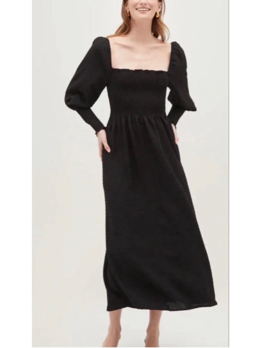 NWT Women's Hill House Home Black The Grace Midi Dress M